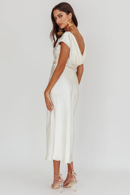 Damen Abendkleid Satin Elegantes Rückenausschnitt Kleid