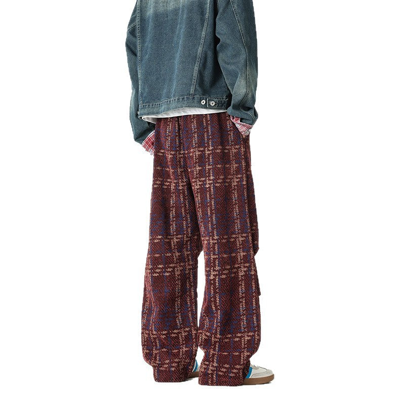 Herren Hose Relaxed Fit kariert mit verstellbarem Bund