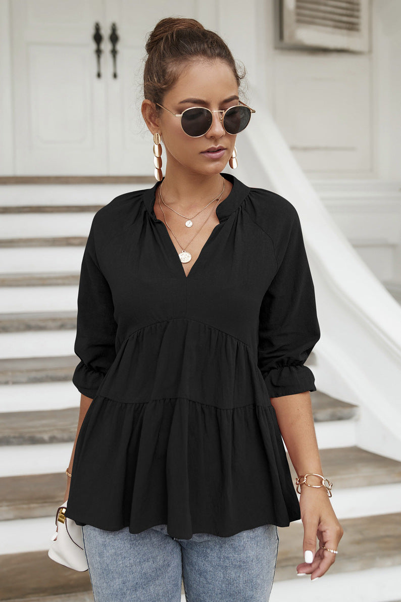 Lässige Damen Tunika mit Volumen Rüschen Trendy