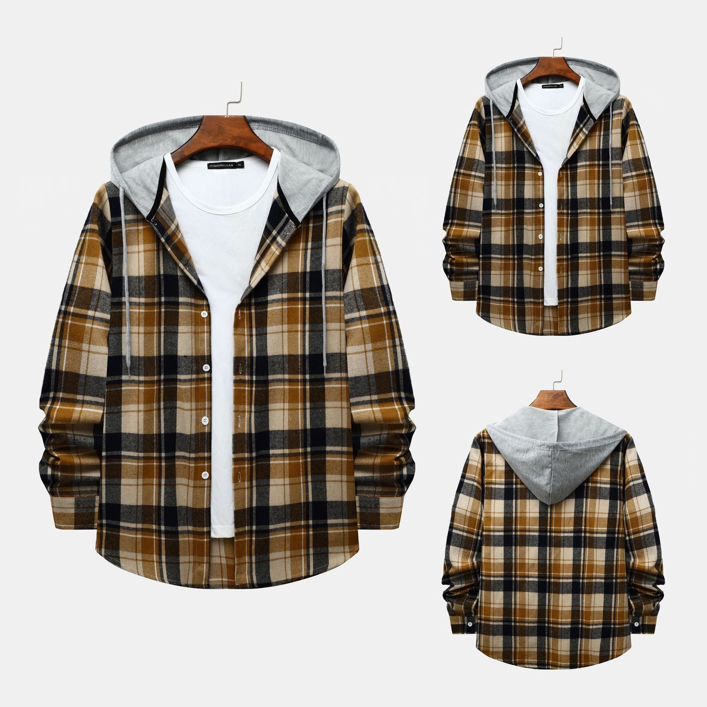 Herren Kapuzenjacke Karomuster Bequem Modern - BerlinGlamour