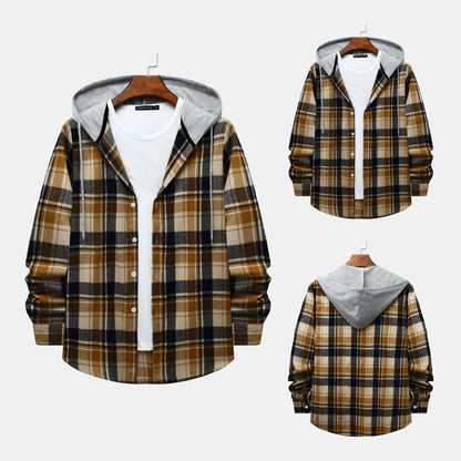 Herren Kapuzenjacke Karomuster Bequem Modern - BerlinGlamour