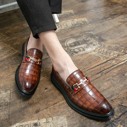 Herren Loafers Elegante Leder Schuhe Schwarz Modern