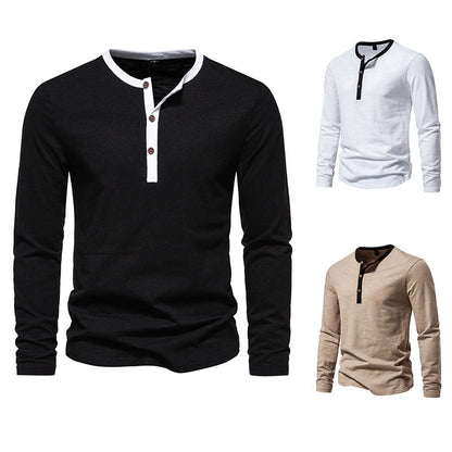 Herren Langarmshirt Henley Style KontrastkragenModern