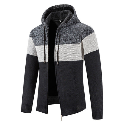 Herren Strickjacke Mit Kapuze Modern Strukturiert