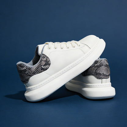 Damen Sneaker Leder Bequem Dicke Sohle Modisch