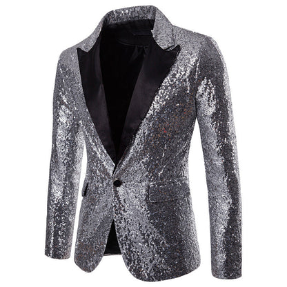 Herren Blazer Glitzernd Elegant Schwarzer Abendanzug