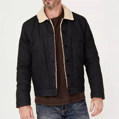 Herren Lederjacke Fleece Gefüttert Bikerstil Schwarz - BerlinGlamour