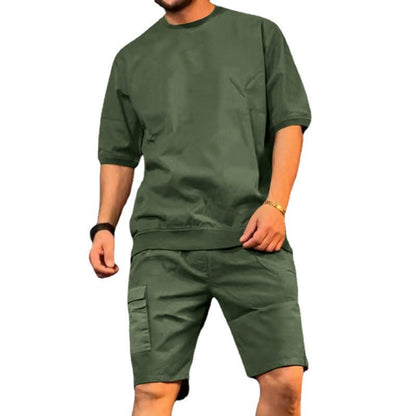 Herren Kurzarm-Shirt-Set Beuteltaschen Freizeit