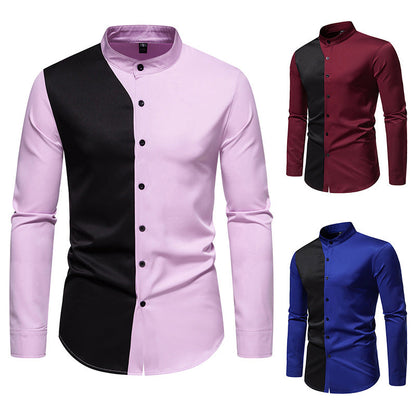 Herren Langarmhemd Modern Farbblock Design Elegant