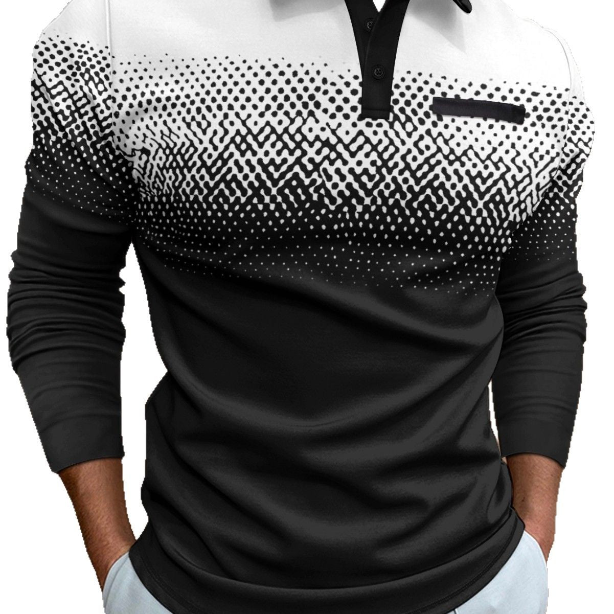 Herren Poloshirt Modern Farbverlauf Kontrastdetails Stylisch