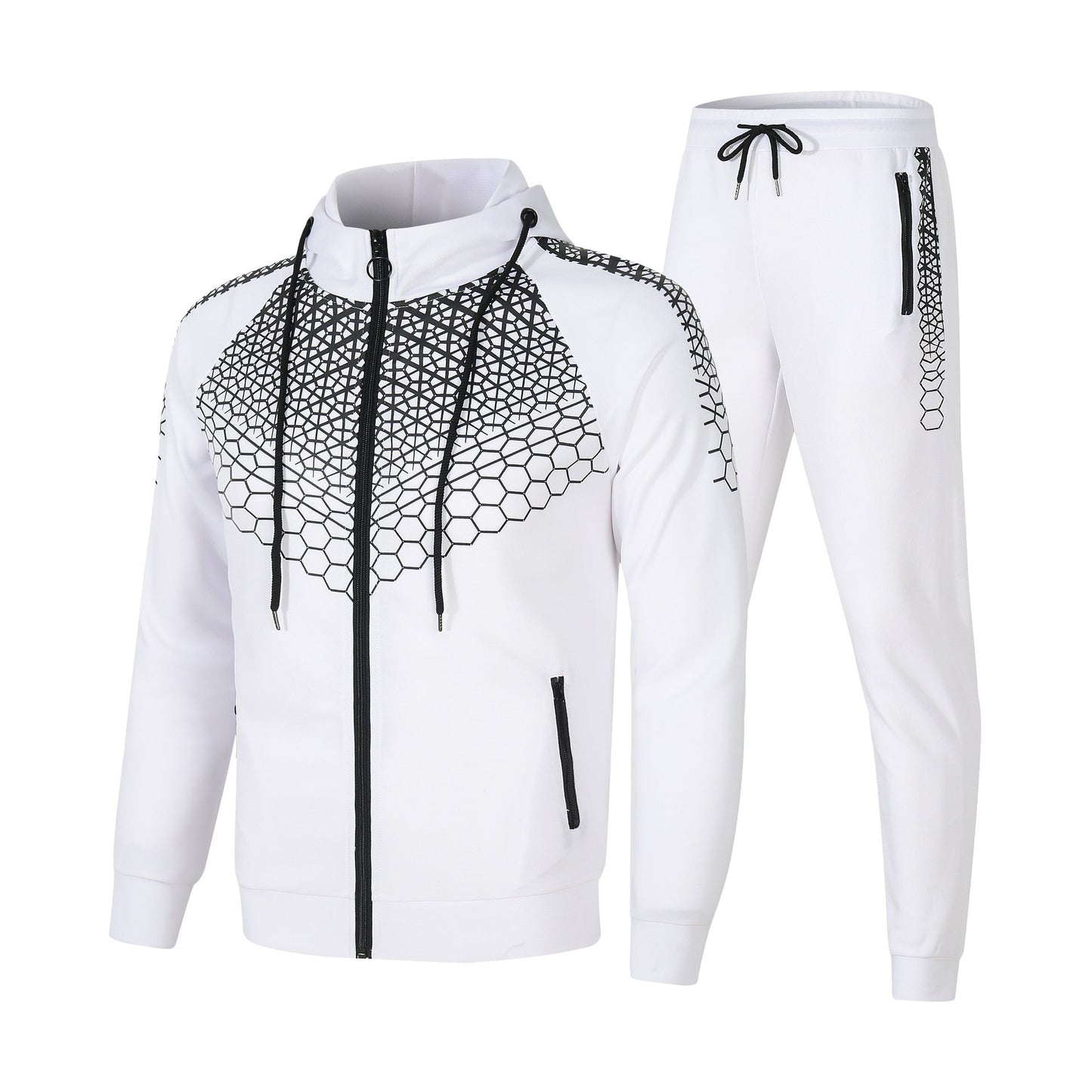 Herren Sportanzug Set Funktionelles Trainingsoutfit Wabenmuster