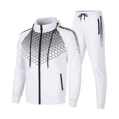 Herren Sportanzug Set Funktionelles Trainingsoutfit Wabenmuster