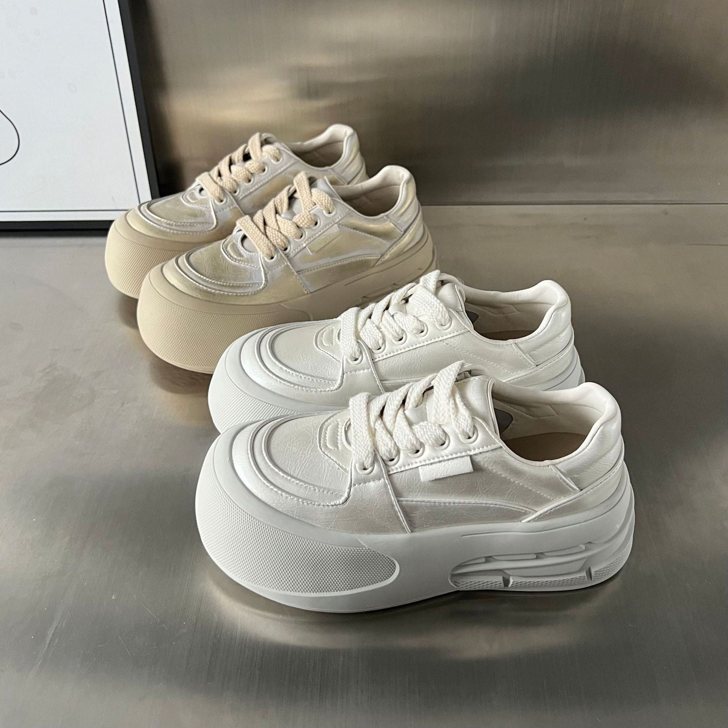 Damen Sneaker PlateauSchuhe Hoch mit Mesh Oberfläche