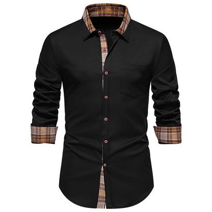 Herren Langarmhemd Elegantes Mit Kontrastdetails Slim Fit