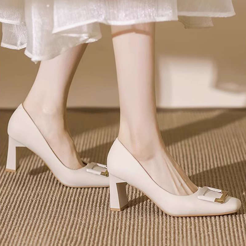Damen Pumps Hochhackig mit Schnalle Elegant Schwarz