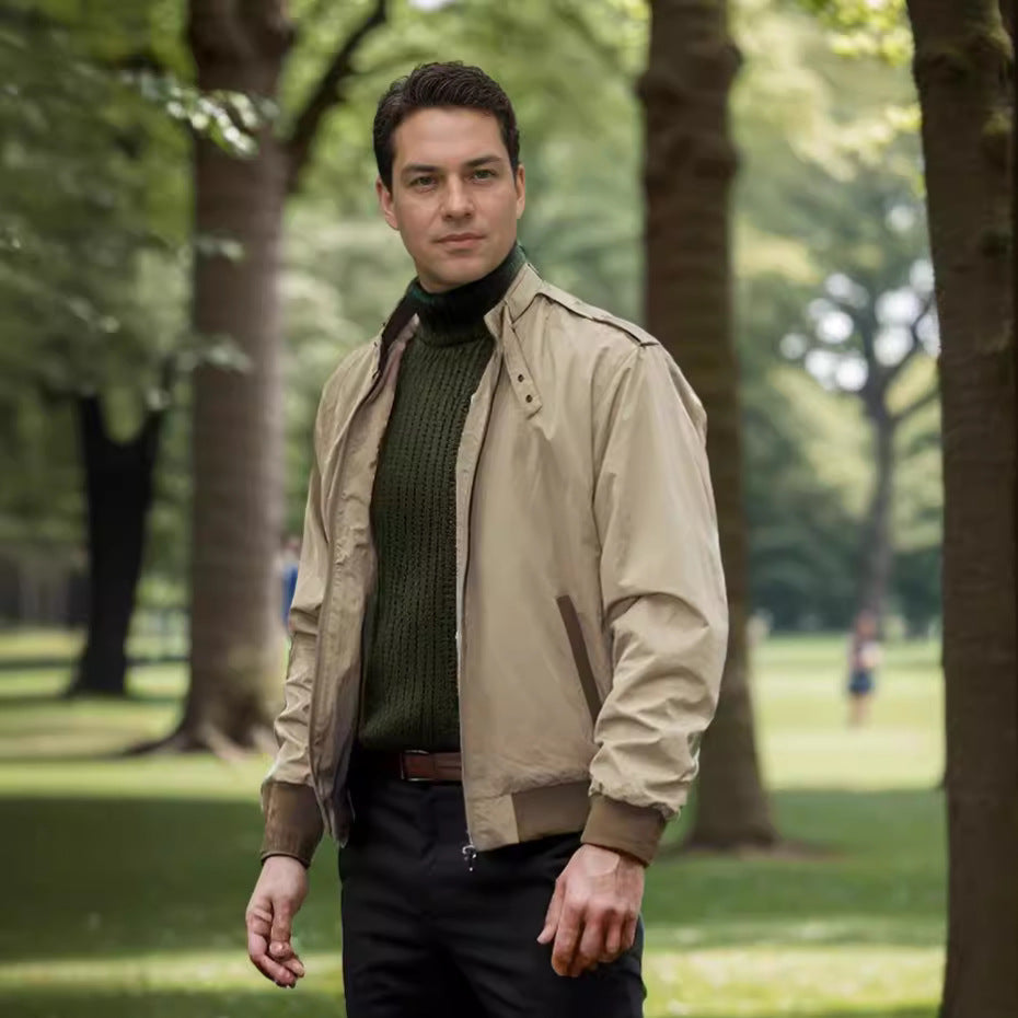 Herren Übergangsjacke Leicht Mit Kragen und Taschen - BerlinGlamour