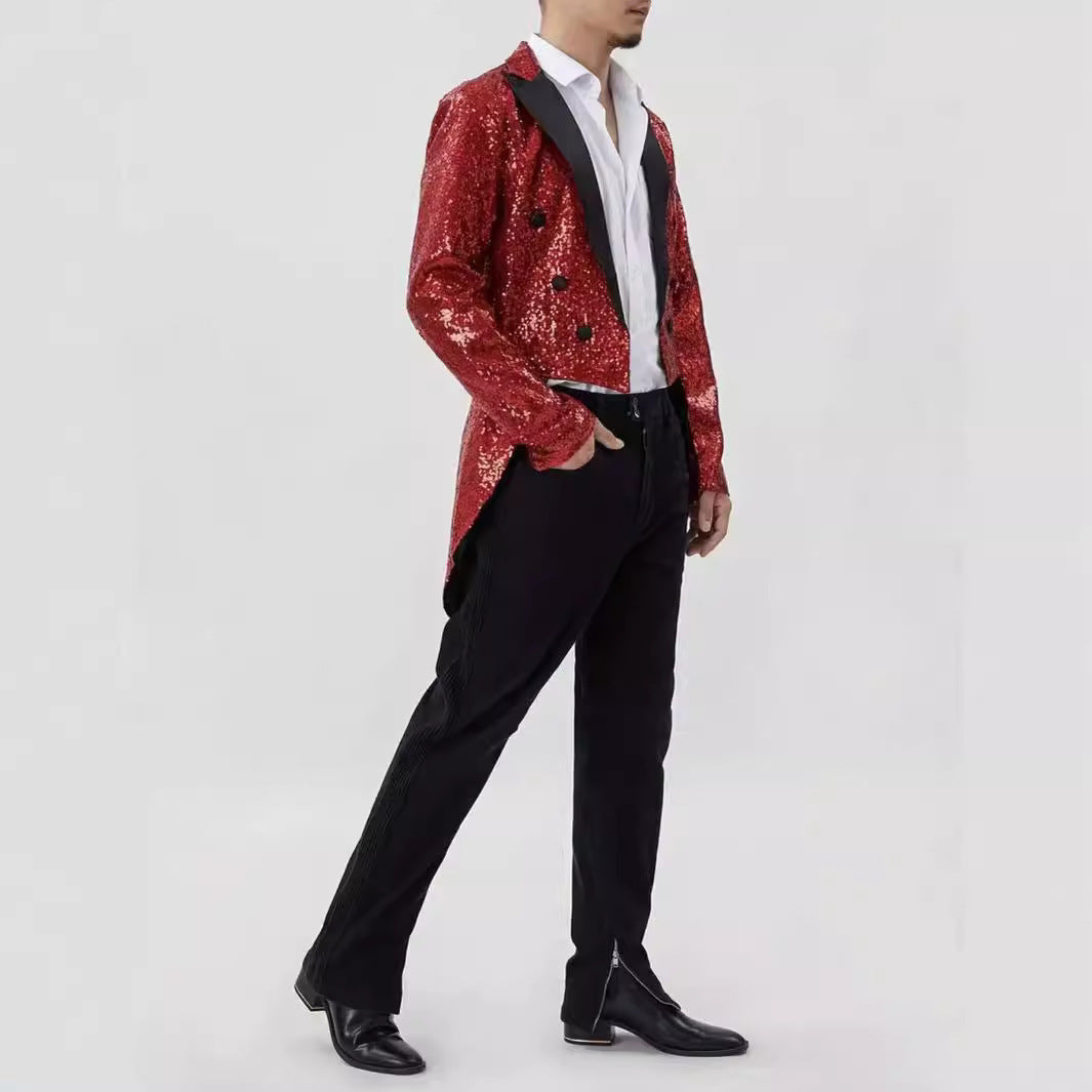 Eleganter Herren Blazer Pailletten Revers Modern Berlin Style
