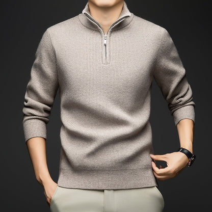 Herren Pullover Weich Wolle Eleganter Zip