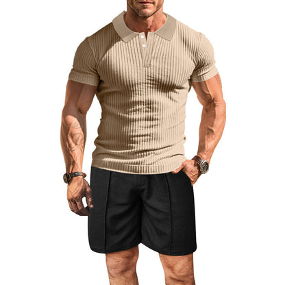 Herren Polohemd Modern mit Struktur und Sport-Shorts - BerlinGlamour