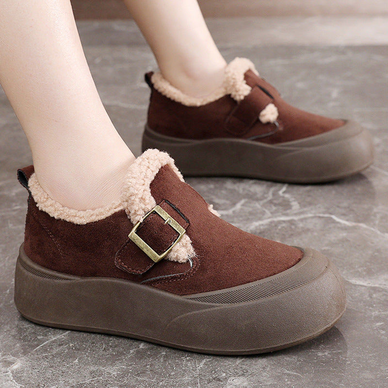 Damen Slipper Warm Bequem Schnallen Design