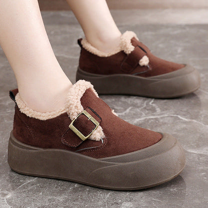 Damen Slipper Warm Bequem Schnallen Design