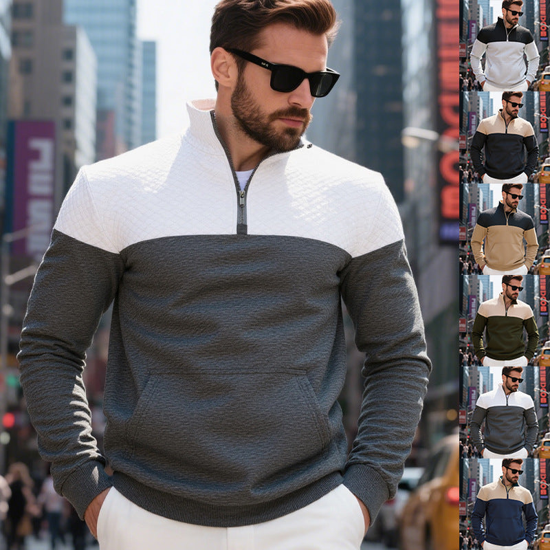 Herren Fleece Pullover Modern mit Hochkragen Schwarz - BerlinGlamour