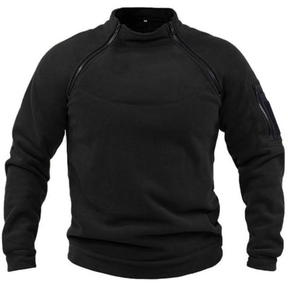 Herren Fleece Pullover Reißverschluss Taschen Warm