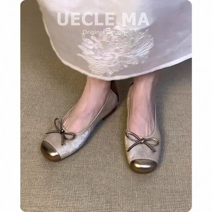 Damen Ballerinas Elegant Gold Dekoriert Komfortabel