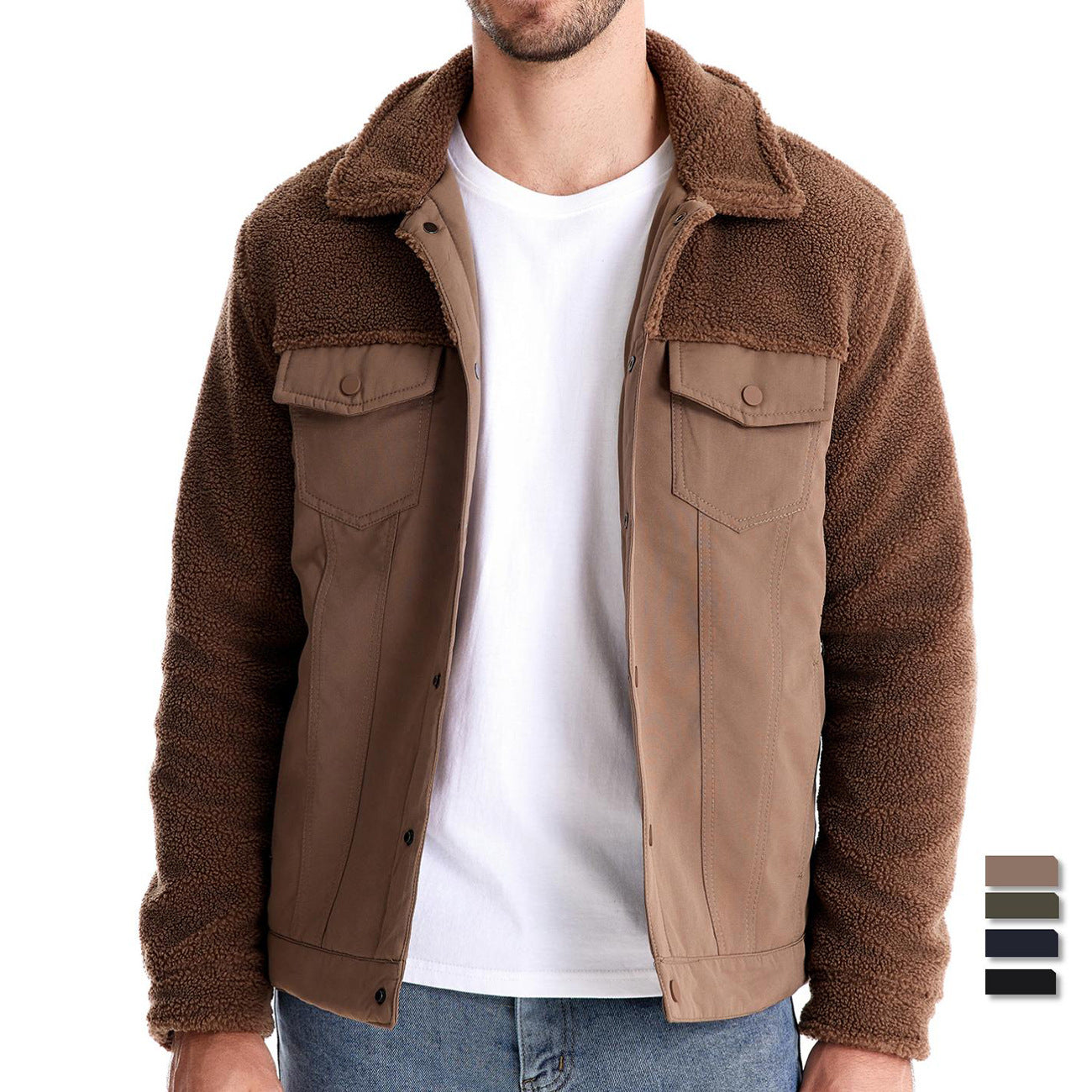 Herren Jeansjacke Gefüttert Warm Modern