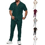 Herren Kurzarmhemd mit Taschen und elastische Jogginghose Sportlich
