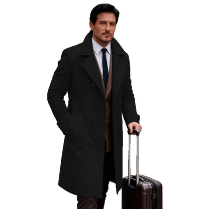 Herren Mantel Elegant Doppeltunnel Schwarz Modern