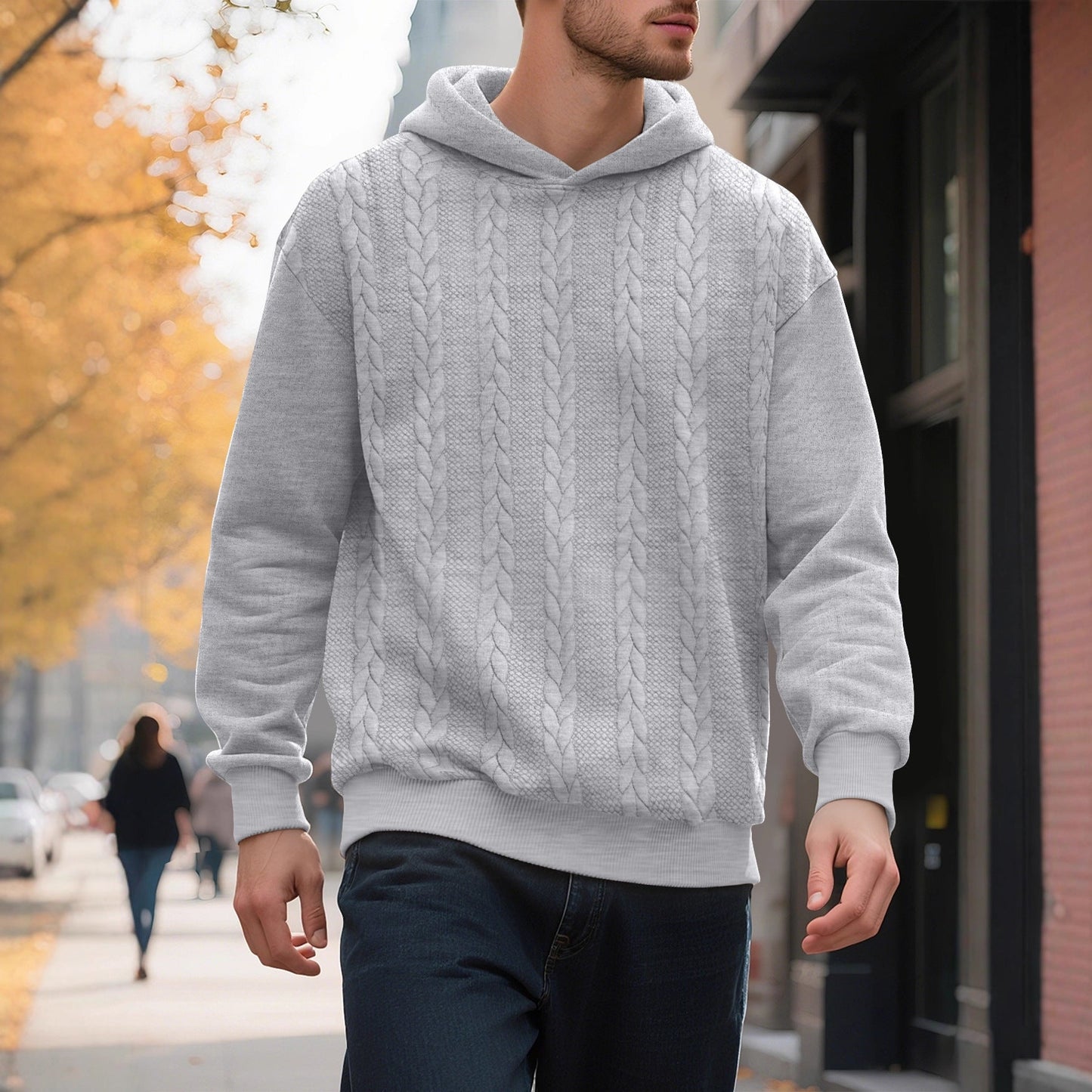 Herren Hoodie Strickmuster Modern Trendig - BerlinGlamour