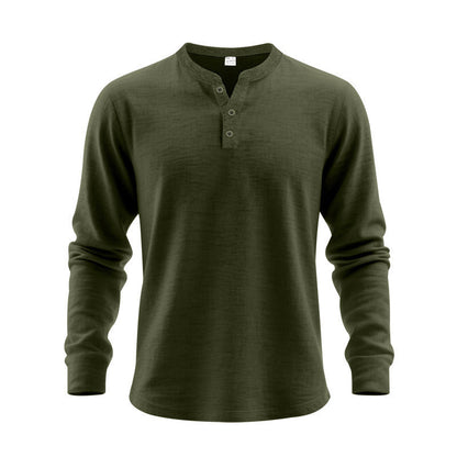Herren Henley-Shirt Langarm Modern mit Knöpfen