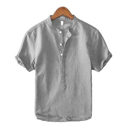 Herren Hemd Kurzarm Stehkragen Modern Elegant
