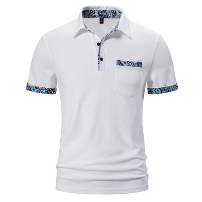 Herren Polohemd Modern mit Knopfkragen und Brusttasche
