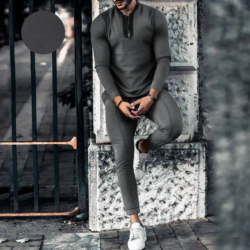 Herren Sportset Langarm Reißverschluss Hose Fitness
