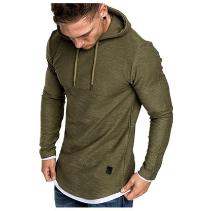 Herren Longline Kapuzenshirt Asymmetrisch Modern Schwarz