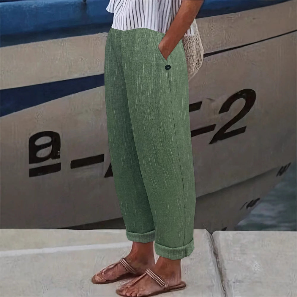 Damen Leinenhose Bequem mit Seitentaschen Sommer - BerlinGlamour