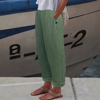 Damen Leinenhose Bequem mit Seitentaschen Sommer - BerlinGlamour