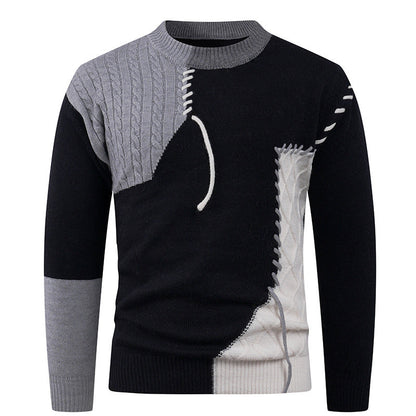 Modernes Herren Strickoberteil mit Zopfmuster und Asymmetrie