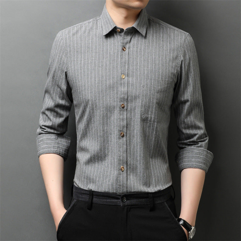 Herren Hemd Langarm Streifenmuster Elegant SlimFit