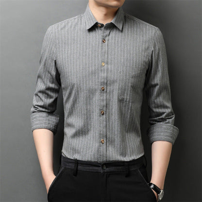 Herren Hemd Langarm Streifenmuster Elegant SlimFit