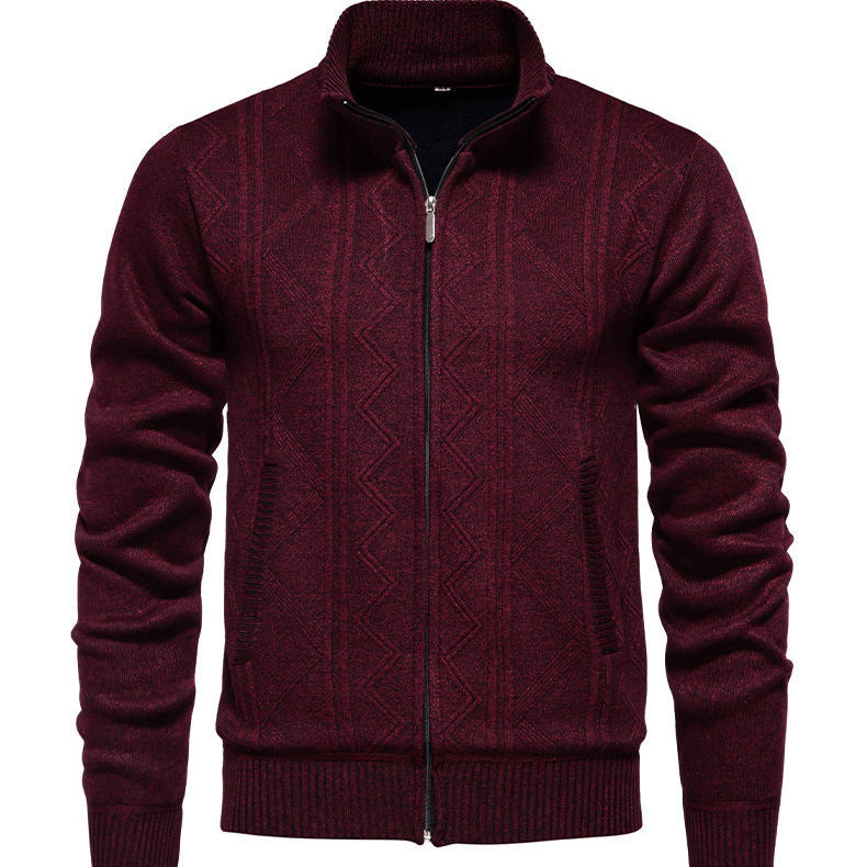 Herren Strickjacke Modern mit Zipper und Textil-Struktur