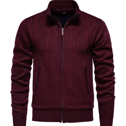 Herren Strickjacke Modern mit Zipper und Textil-Struktur