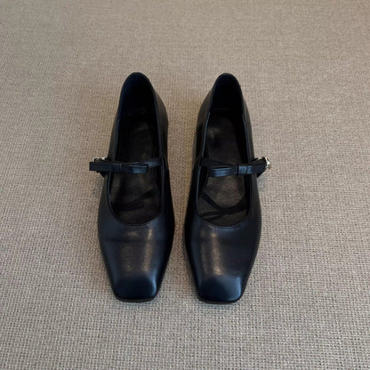 Damen Ballerinas Elegante Riemen Schuhe Quadratisch - BerlinGlamour