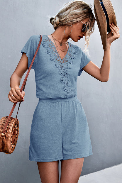 Damen Jumpsuit Elegant Häkel Applikationen Damenanzug