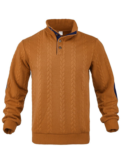 Herren Strickpullover Hochkragen Modern Knopfdesign