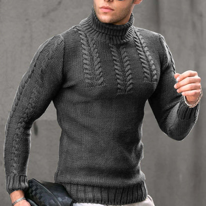 Herren Strickpullover Hochkragen Modisch Glatt