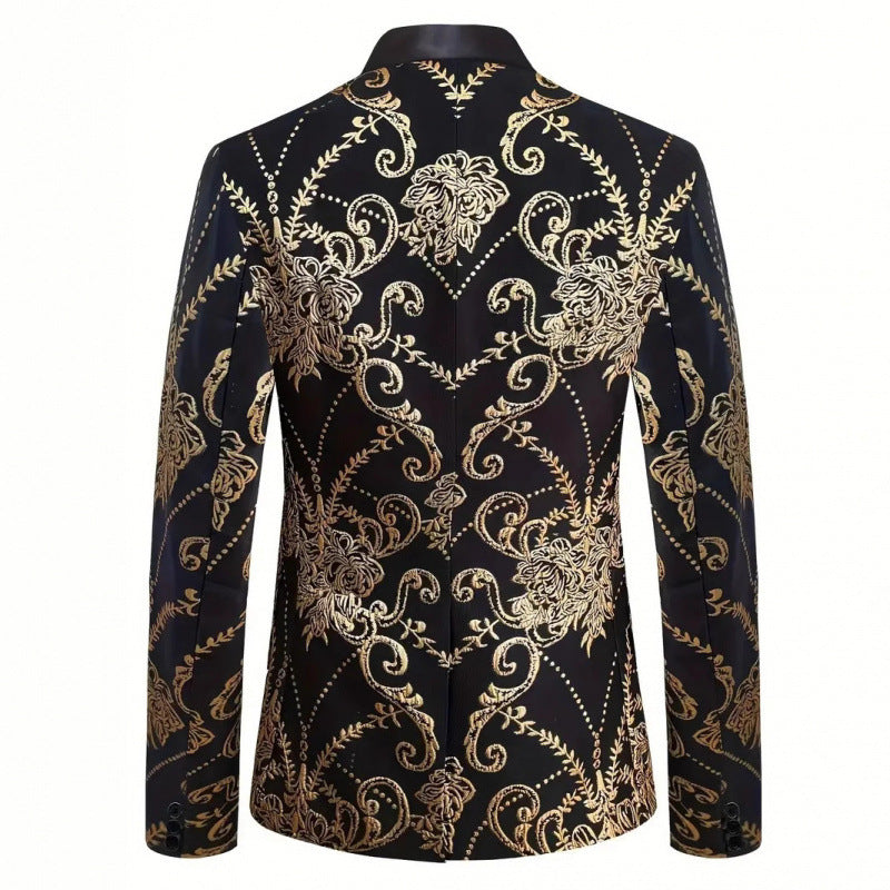 Extravaganter Herren Blazer mit floralem Muster Elegant Schwarz