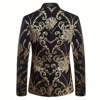 Extravaganter Herren Blazer mit floralem Muster Elegant Schwarz